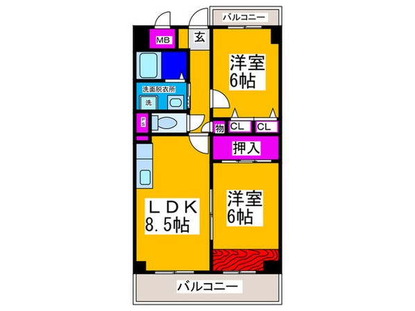 ボヌールヴィラ中百舌鳥の物件間取画像